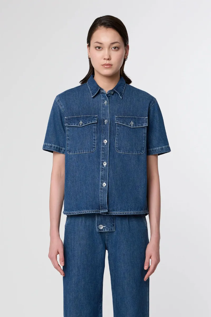 DAWN Dawn Damen vegan Hemd Blithe Medium Blau, Dunkelblau, – Produktbild 1 von 2