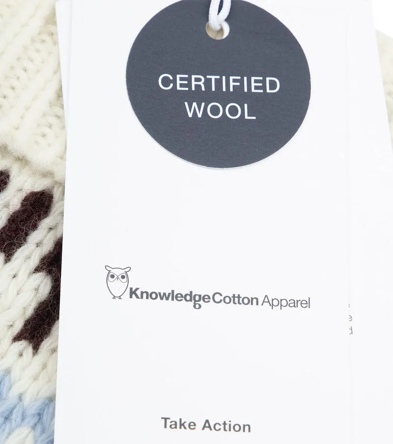 KnowledgeCotton Apparel KnowledgeCotton Apparel Beanie Wolle Druck Off white -, Weiß, – Produktbild 1 von 3