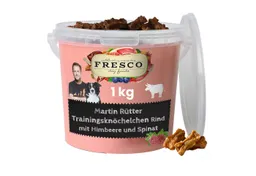 Fresco Dog Martin Rütter Trainingsknöchelchen 1kg, Hunde Leckerli Rind mit Himbeeren Spinat, Snack für: Hunde, getreidefrei, zuckerfrei, hoher Fleischanteil – Produktbild 1 von 1