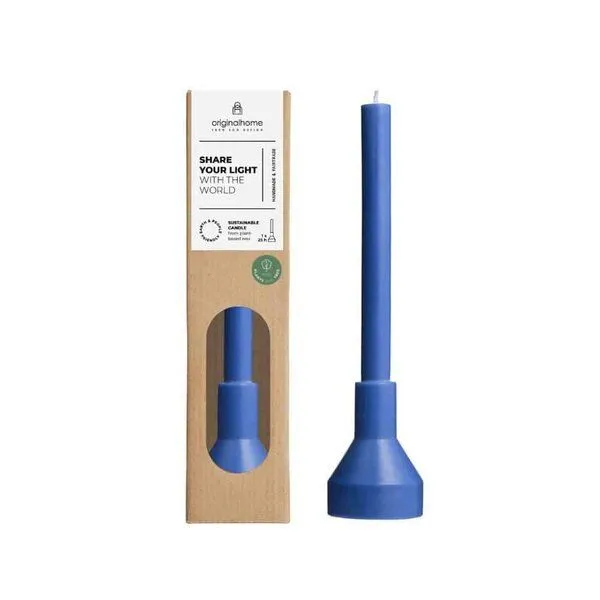 Originalhome Originalhome Natürliche Skulpturale Kerze mit Halter aus Pflanzenwachs, Blau, – Produktbild 1 von 1