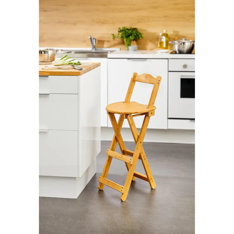 viva domo viva domo Bambus Barhocker klappbar, Braun, – Produktbild 2 von 3