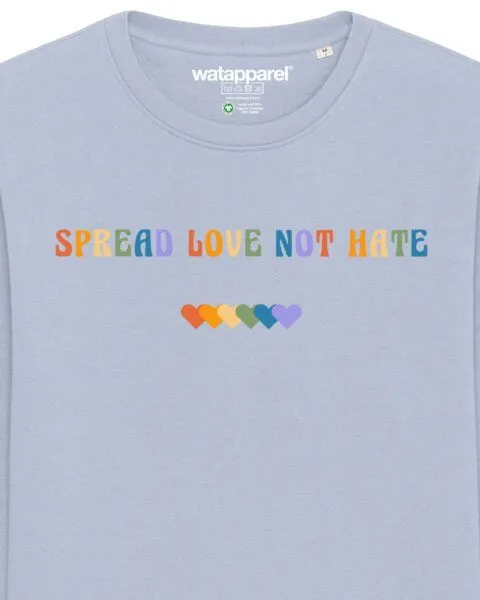 watapparel watapparel Sweatshirt Unisex Spread Love not Hate, Serene blue, – Produktbild 3 von 3