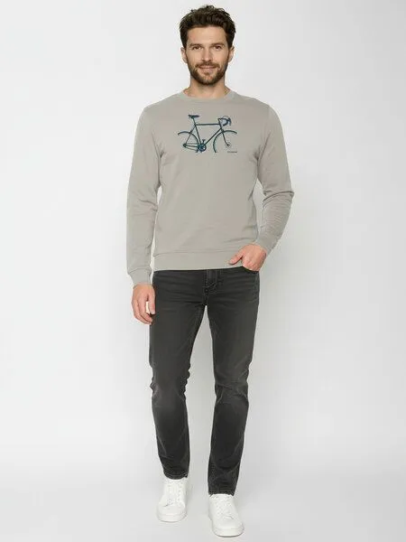 GreenBomb GREENBOMB Bike Crop Wild - Gemütliches Sweatshirt aus Bio-Baumwolle / hochwertiger Print / GOTS / Fair & Vegan, Grau (sandstone), – Produktbild 3 von 4