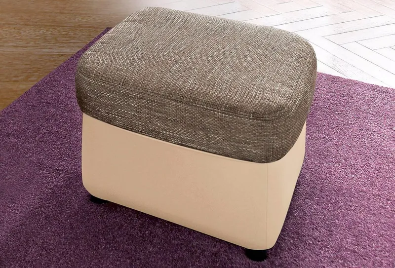 DOMO collection Hocker FLORES 60x60 cm, hochwertig, Beige|braun, – Produktbild 2 von 5