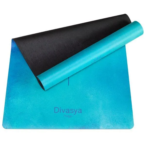Divasya Divasya Yogamatte aus recycelten PET-Flaschen & Naturkautschuk | in 4 Farben, Pure ocean, – Produktbild 4 von 4