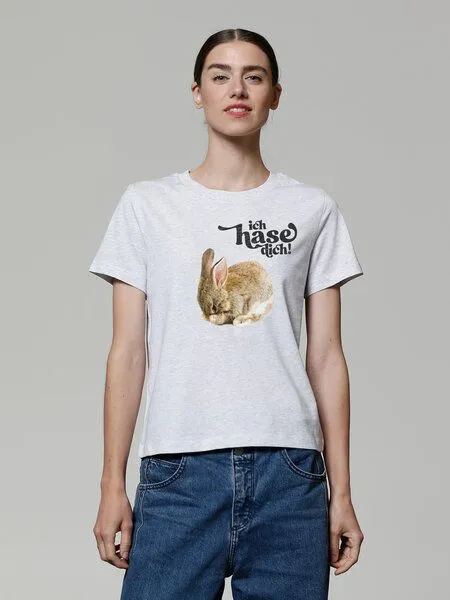 watapparel watapparel T-Shirt Frauen Ich hase dich!, Cool heather grey, – Produktbild 2 von 4