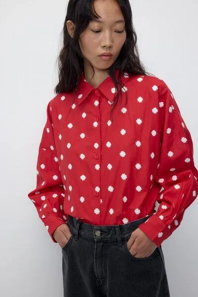 Rita Row Rita Row Bestickte Bluse LUCCA aus Bio-Baumwolle, Red, – Produktbild 2 von 4