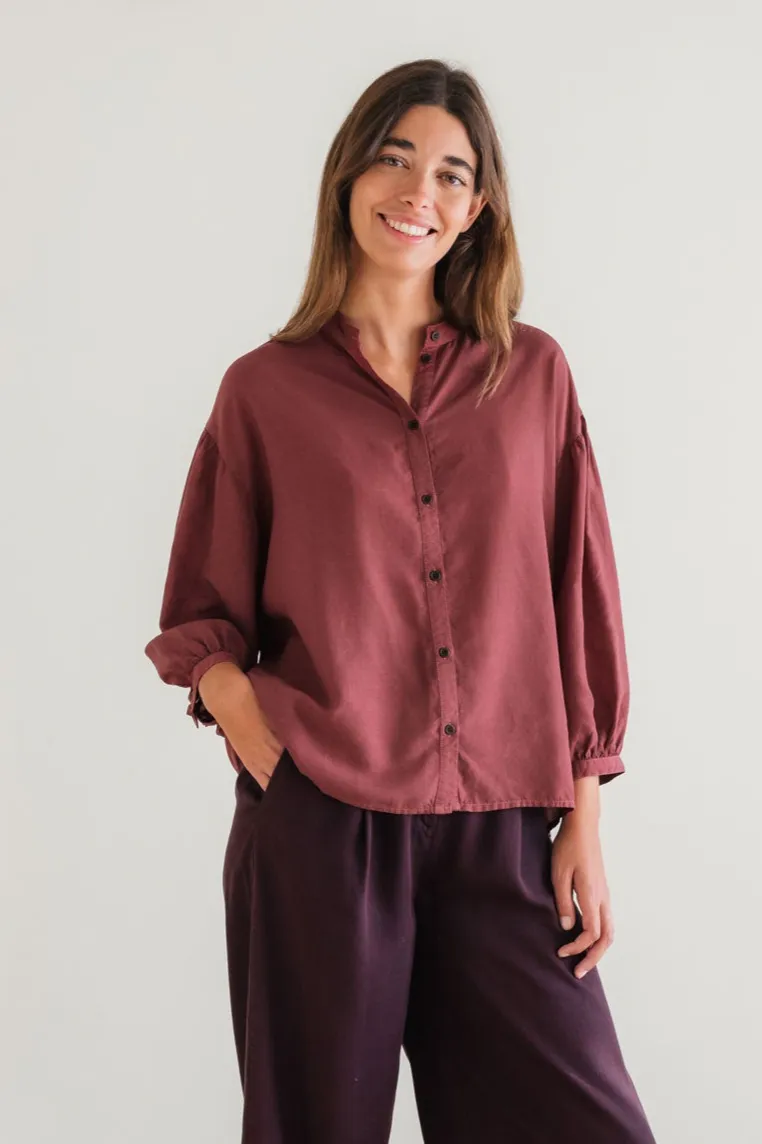TWOTHIRDS TWOTHIRDS Damen vegan Bluse Gabriela Burnt Berry, Dunkelrot, – Produktbild 2 von 2
