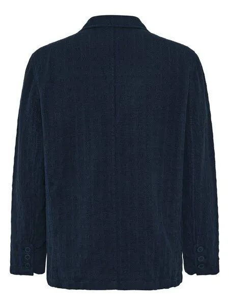 KnowledgeCotton Apparel KnowledgeCotton Apparel Lockerer Blazer mit Struktur aus Bio-Baumwolle, Blau-night-sky, – Produktbild 3 von 4