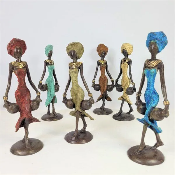 Moogoo Creative Africa Moogoo Creative Africa Bronze-Skulptur "Frau mit zwei Amphoren" by Soré | verschiedene Farben und Größen, Rot, – Produktbild 3 von 4