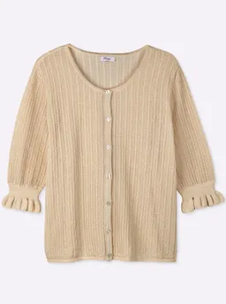 sheego Ajourstrickjacke champagner-goldfarben – Produktbild 1 von 1