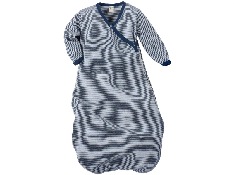 Lilano Lilano Baby Schlafsack Wickelsack Wolle Seide blau-geringelt Gr.50/56, Blau, – Produktbild 2 von 2