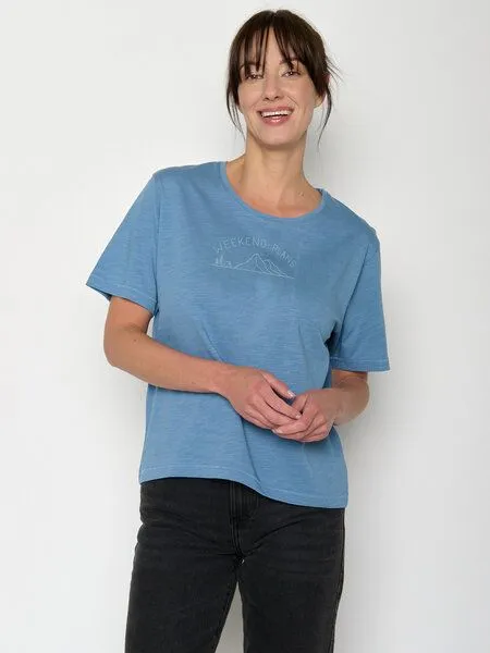 GreenBomb GREENBOMB Weekend Plans Nova - Kastiges T-Shirt aus Bio-Baumwolle / hochwertiger Print / GOTS / Fair & Vegan, Blau (gletscherblau), – Produktbild 1 von 4