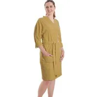 jilda-tex jilda-tex Damen Bademantel / Kimono 100% Bio-Baumwolle Knitterlook Made in Green Unisex, Senfgelb, – Produktbild 1 von 1