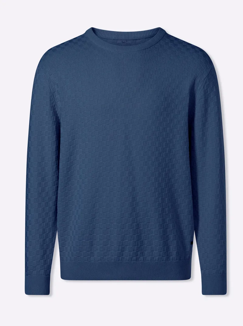marco donati Rundhalspullover jeansblau, Jeansblau, – Produktbild 1 von 2