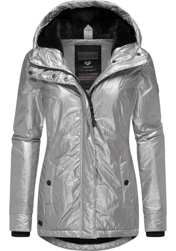 ragwear ragwear Winterjacke Monadde Bling Glänzende warme Jacke mit Kapuze, Grau, – Produktbild 2 von 5
