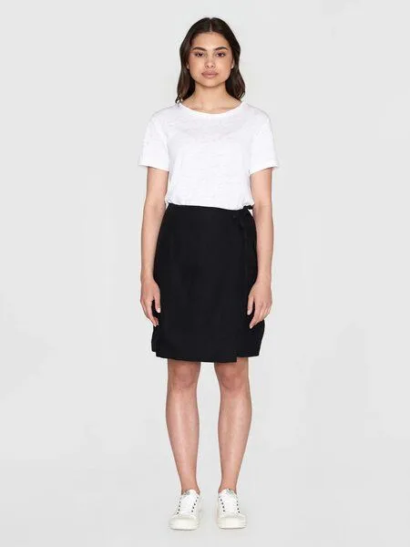 KnowledgeCotton Apparel KnowledgeCotton Apparel Short Linen Wrap Skirt, Schwarz, – Produktbild 1 von 4