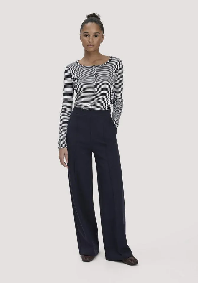 hessnatur hessnatur Jerseyhose Relaxed Wide Leg aus Bio-Baumwolle (1-tlg), Blau, – Produktbild 1 von 4