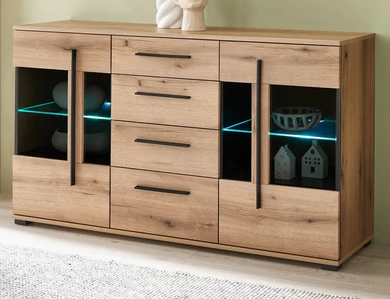 Furn.Design Sideboard Design-D (Kommode in Evoke Eiche Dekor, 150 x 86 cm), mit Soft-Close-Funktion, Beige, – Produktbild 2 von 5