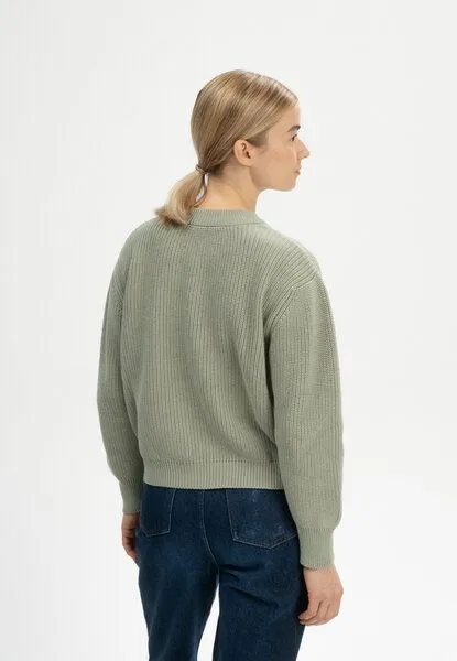 MELA MELA Rippstrick Pullover ADAH aus 100% Bio-Baumwolle, Green clay, – Produktbild 3 von 4