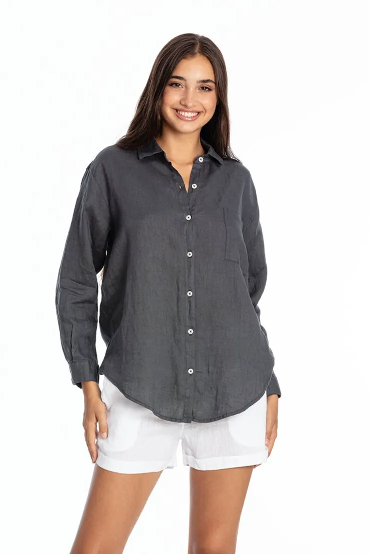 RAVENS VIEW IBIZA RAVENS VIEW IBIZA Damen vegan Hemd Monet Lava Blau, Dunkelblau, – Produktbild 2 von 2