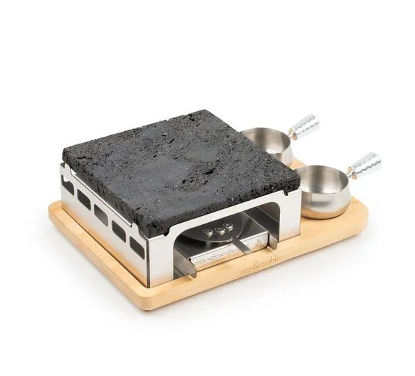 Susable Susable PFAS-Frei Raclette Mini Grill Set mit Lava Stein 2 Soßen-Töpfe – Produktbild 3 von 6