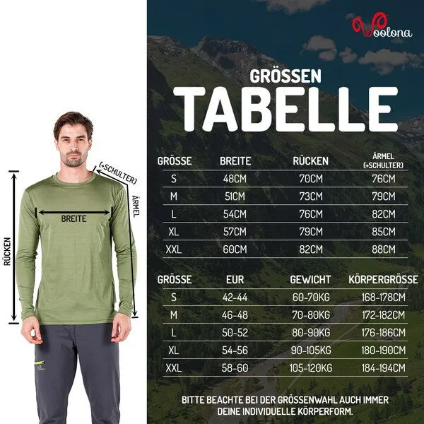 Woolona Woolona Langarmshirt - ERIS - 100% Merinowolle, Schwarz, – Produktbild 1 von 3