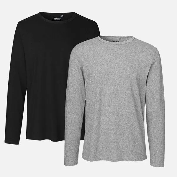 Neutral Neutral® Neutral Doppelpack Long Sleeve Shirt Herren - Bio-Baumwolle, Schwarz / grau, – Produktbild 1 von 2