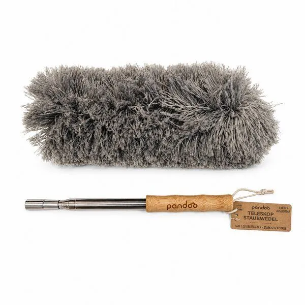 pandoo pandoo Teleskop-Staubwedel mit Bambusgriff und waschbarem Mikrofaserkopf – Produktbild 4 von 4