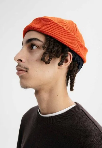 MELA MELA Feinstrick Mütze kurz Style LESH aus 100% Bio-Baumwolle, Orange brick, – Produktbild 3 von 4