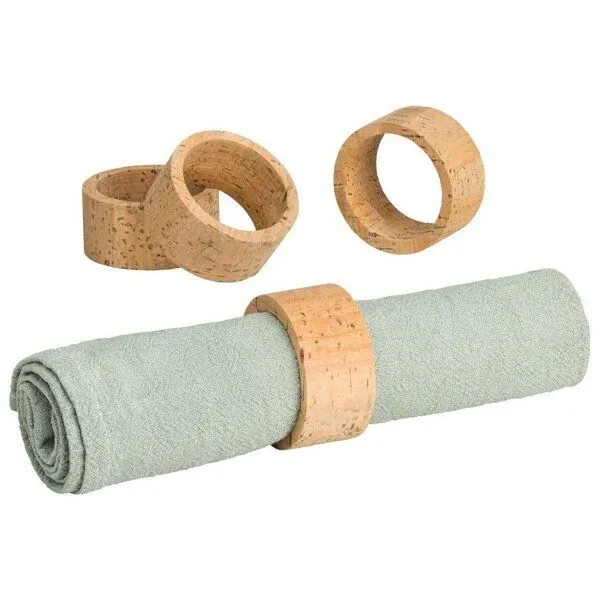 Kork-Deko Kork-Deko Naturkork Serviettenringe 4er-Set, handgefertigte Tischdeko – Produktbild 1 von 4