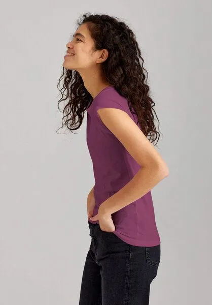 THOKKTHOKK ThokkThokk TT01 Cap Sleeve T-Shirt Damen (GOTS, vegan, Bio-Baumwolle), Plum (violett), – Produktbild 4 von 7