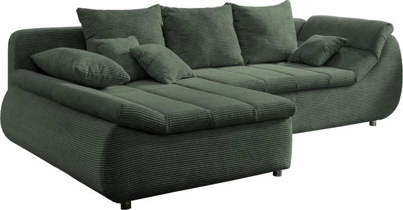 Home affaire Ecksofa Imola, bequem, aktuelle Steppung im Sitz, L-Form, Breite 270cm, wahlweise mit Bettfunktion, Grün, – Produktbild 4 von 5