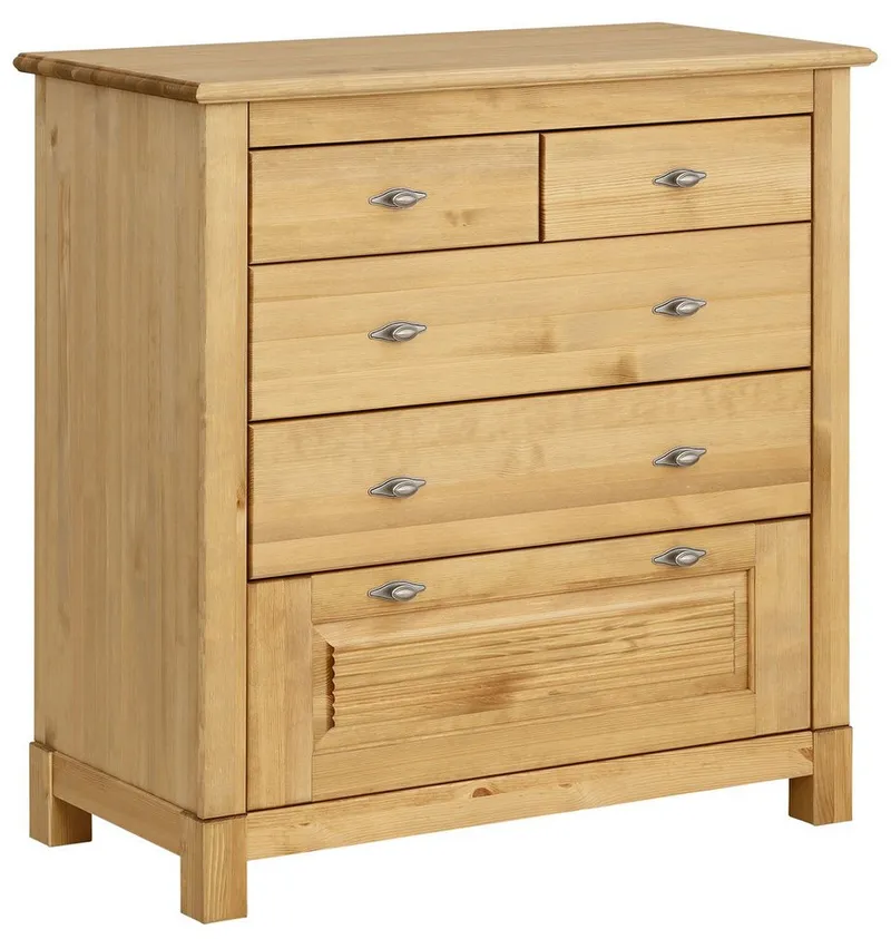 OTTO home Schubkastenkommode Rauna, aus massiver Kiefer mit 5 Schubladen, Breite 96 cm, Beige, – Produktbild 2 von 4