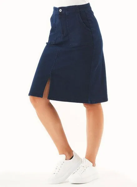 ORGANICATION ORGANICATION Jeansrock aus Bio-Baumwolle, Blau(dark navy), – Produktbild 3 von 4