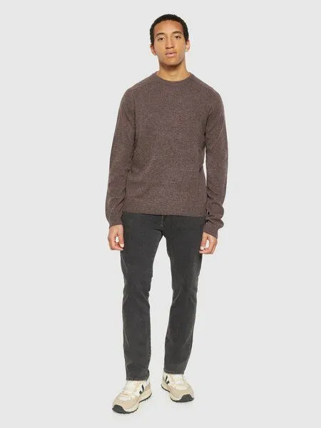 KnowledgeCotton Apparel KnowledgeCotton Apparel Strickpullover - FIELD o-neck knit - aus Bio-Lammwolle, Braun (demitasse), – Produktbild 2 von 3