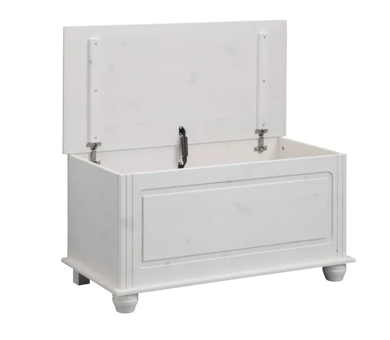 OTTO home Sitztruhe Finca, aus massivem Kiefernholz, 85 x 43 x 45 cm, mit praktischem Stauraum, Weiß, – Produktbild 1 von 5