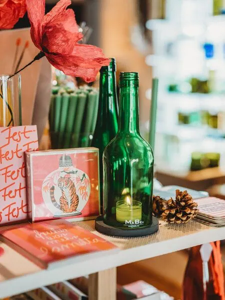 MaBe MaBe Windlicht klein - passt immer und überall - Natürlichkeit pur, Grün, – Produktbild 1 von 4