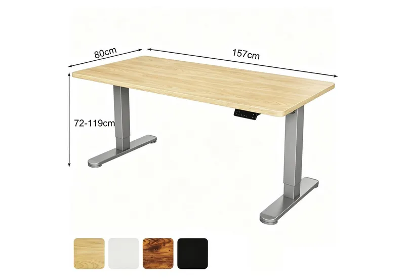 HOMALL Schreibtisch Höhenverstellbarer Elektrisch mit 25mm starker einteiliger Tischplatte (25 mm dicke, nahtlose, monolithische Tischplatten Keine gespleilten Platten Vielseitig und hochwertig Erinnerung bei langerem Stehen), Beige, – Produktbild 2 von 5