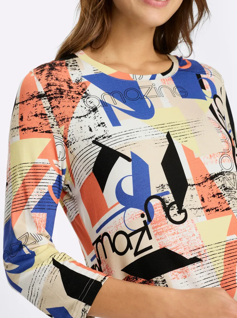 Witt Print-Shirt royalblau-orange-bedruckt, Royalblau-orange-bedruckt, – Produktbild 2 von 2