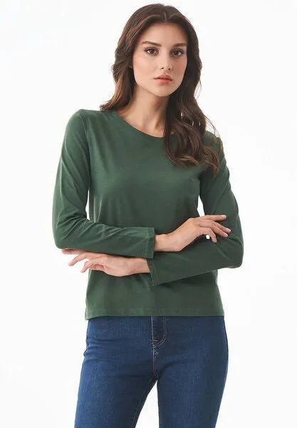 ORGANICATION ORGANICATION Langarmshirt aus Bio-Baumwolle, Dark olive, – Produktbild 1 von 4