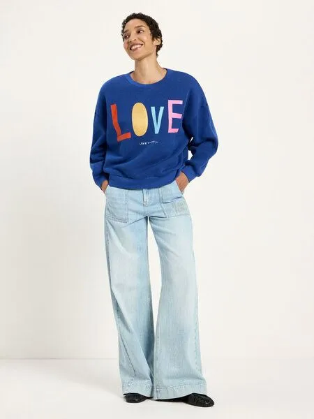 LANIUS LANIUS Statementsweatshirt (GOTS) aus Bio-Baumwolle, Blue moon, – Produktbild 2 von 4