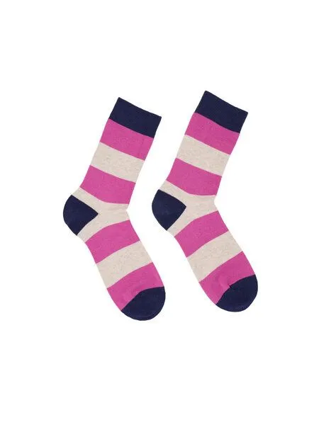 LANIUS LANIUS Socken mit Blockstreifen (GOTS), Beige melange/ pink, – Produktbild 3 von 3