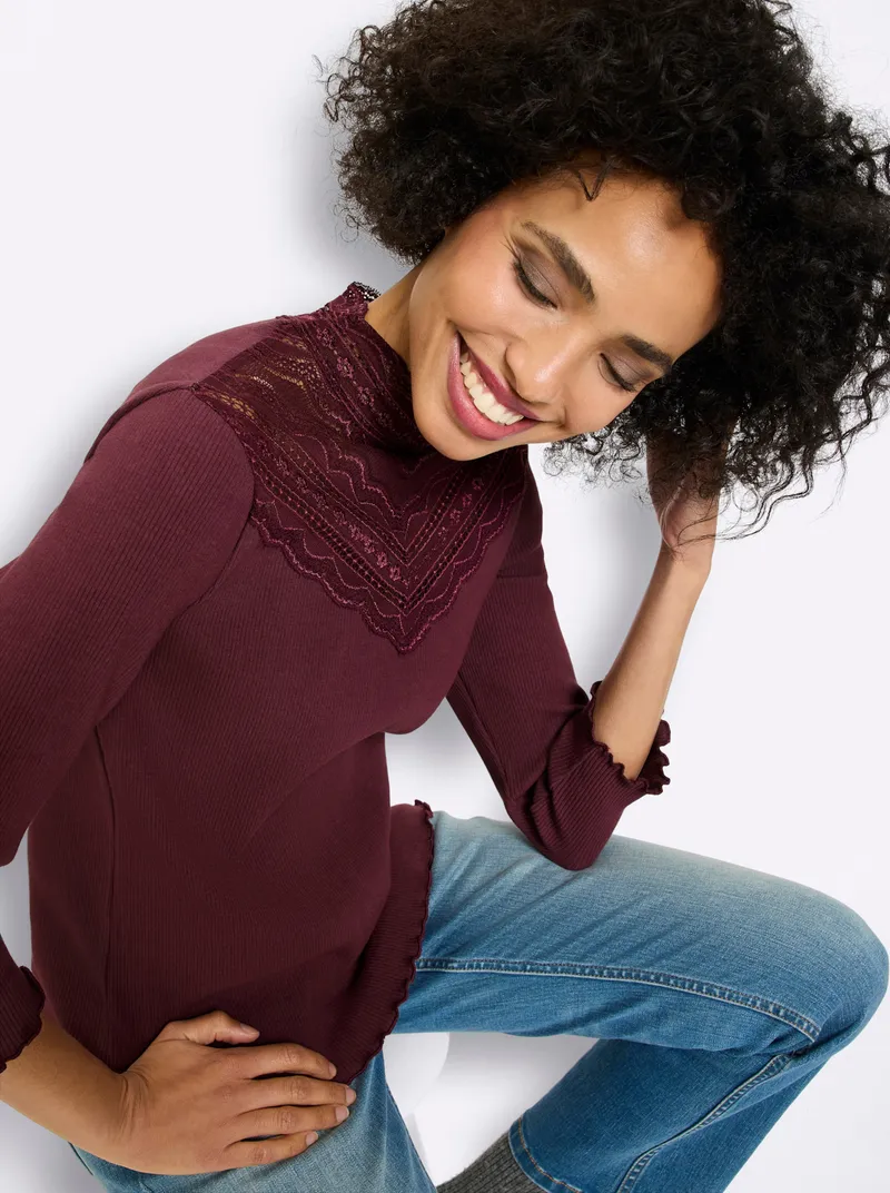 heine 3/4-Arm-Shirt burgund, Burgund, – Produktbild 2 von 2