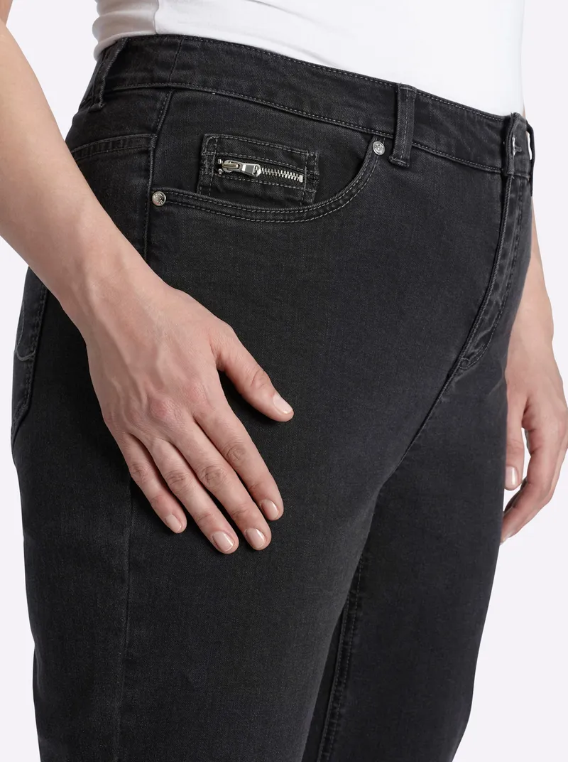 sheego Bootcut-Jeans black denim, Black denim, – Produktbild 2 von 2