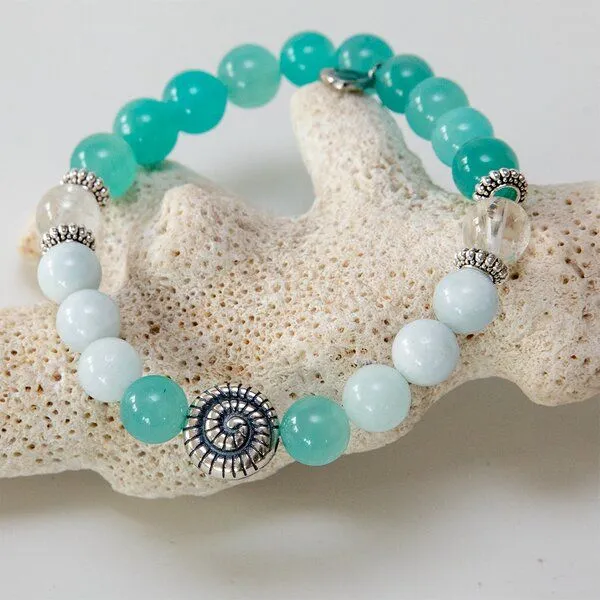 Divasya Divasya Armband "Ibiza" aus Amazonit, Aquamarin & Bergkristall – Produktbild 1 von 4