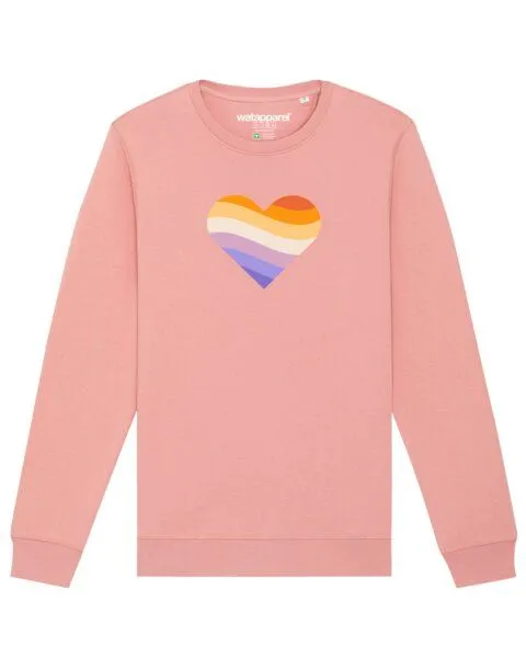 watapparel watapparel Sweatshirt Unisex Rainbow Heart, Canyon pink, – Produktbild 1 von 3