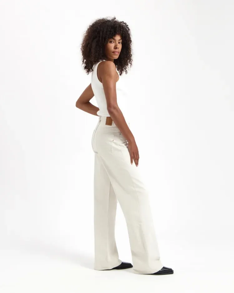 Kuyichi Kuyichi Damen vegan Jeans Locker Schlaghose Harper Ecru, Beige, – Produktbild 1 von 2