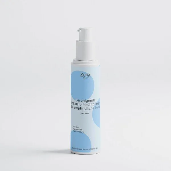 Zerø Zerø Beruhigende Intensiv-Nachtpflege für empfindliche Haut - 50 ml - parfumfreie Nachtcreme mit Bio-Aloe Vera, Hyaluronsäure, Jojobaöl & Mangobutter – Produktbild 1 von 4