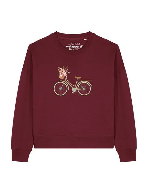 watapparel watapparel Sweatshirt Frauen Damenfahrrad, Burgundy, – Produktbild 1 von 2